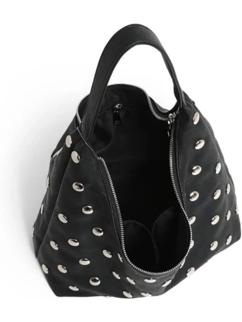 Stylish Soft Vegan Leather Studded Hobo Bag - Slouchy Shoulder Tote Purse for